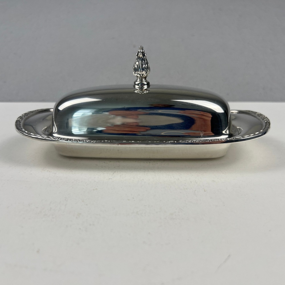 International Silver Camille Butter Dish Silverplate 6099 Floral Vintage Serving